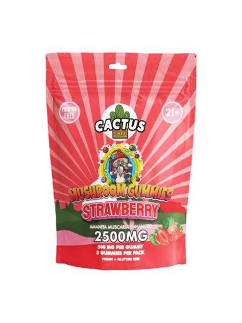 Strawberry Cactus Labs Amanita Muscara Mushroom Gummies 2500mg Free