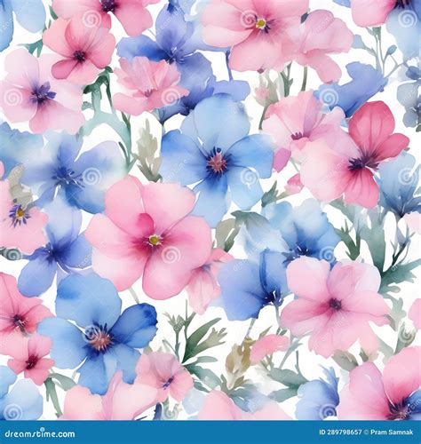 Pintura De Flores Rosas Y Azules Sobre Un Fondo Blanco Generador De