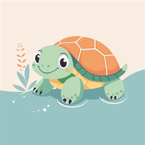 Ilustración de dibujos animados de tortugas de tortuga vectorial diseño