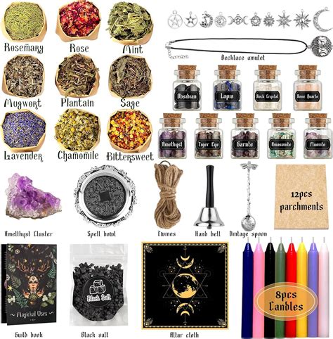 Witchcraft Supplies Kit For Spells 56 PCS Witch Box Include Dried Herb