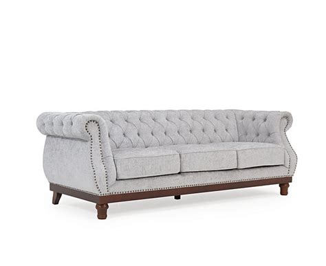 Stylish Light Grey Plush Velvet Fabric Seater Sofa Homegenies