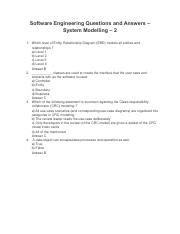 Software Engineering System Modelling 2 Quiz 2 Pdf Software