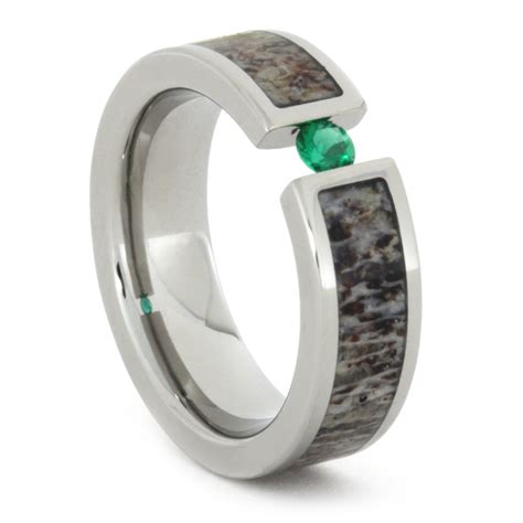 Titanium Ring With Tension Set Emerald Gemstone By Jewelrybyjohan