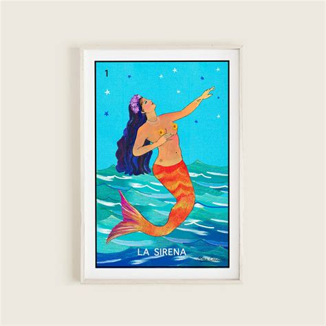 La Sirena Mexican Loteria Mexican Art Print Wall Art | Etsy