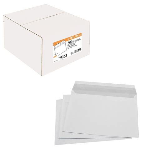 Boîte couleur de 500 pochettes 162 x 229 velin Blanc 90G Sans fenêtre