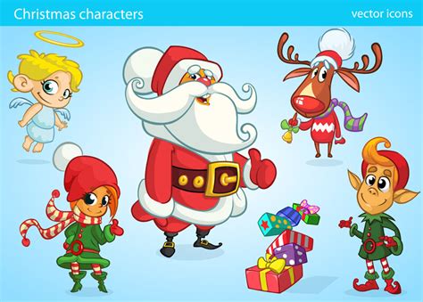 Cartoon Christmas Characters Set By drawkman | TheHungryJPEG