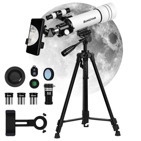 SUNOYAR 70mm Telescope 400mm Refractor 3 Eyepieces 5X Barlow Lens