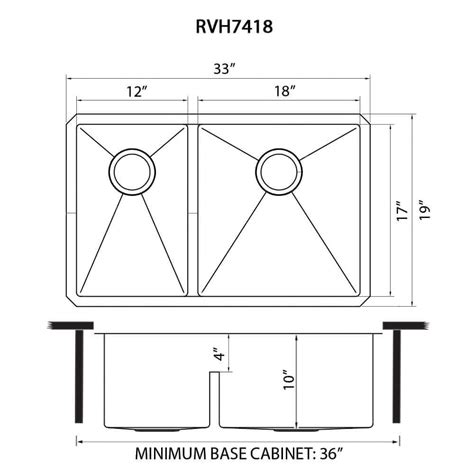 Ruvati Inch Low Divide Undermount Double Bowl Gauge Rounded