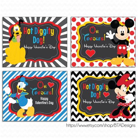 Printable Mickey Mouse Valentine Cards for Kids