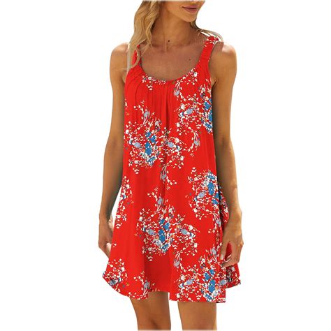 Gamivast Sleeveless Sundresses For Women Casual Summer Tropical Floral