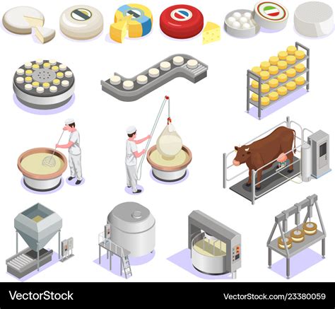 Cheese Production Isometric Set Royalty Free Vector Image