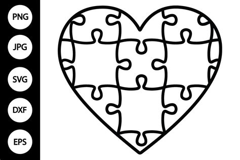 Outline Heart Puzzle Svg Graphic By Mydigitalart13 · Creative Fabrica