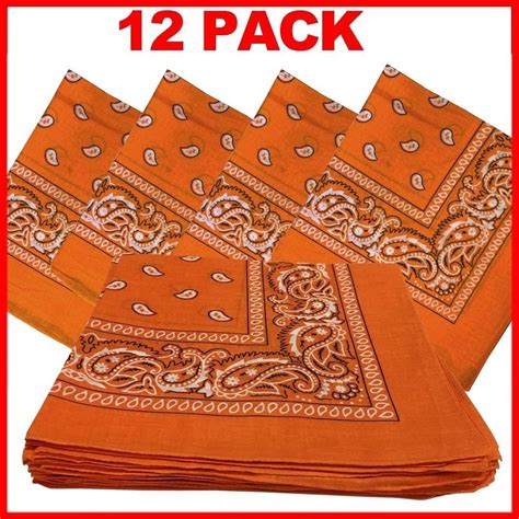 Orange Paisley Bandanas 12 Pack 22 X 22 100 Etsy