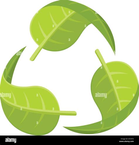 Leaf Recycle Logo Vector Illustration Of Three Green Leaves Forming