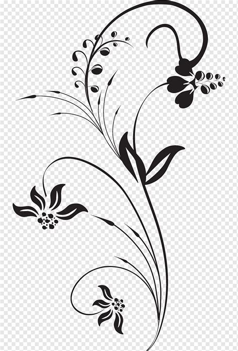 Flor Blanco Y Negro Diseño Floral Dibujo Artes Visuales Pintura