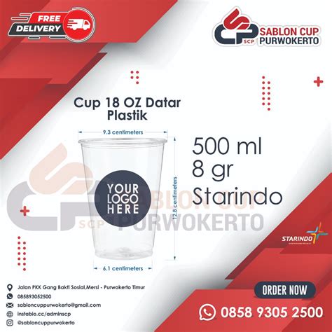 Jual SABLON CUP PLASTIK 18 OZ DATAR MERK STARINDO 8 Gram Shopee Indonesia