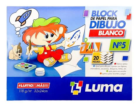 Block De Dibujo Blanco Luma Tipo El Nene N 5 X 20 Hojas