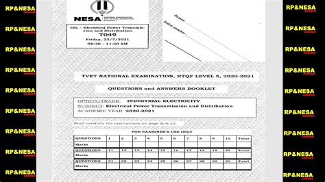 Nesa Exam Answer Industrial Electricity Iel Electrical Power