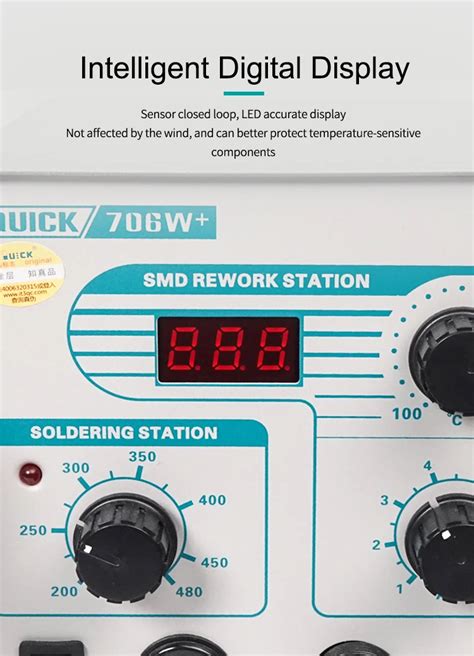 QUICK W In Digital Display Hot Air Gun Soldering Iron Anti