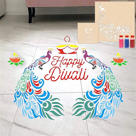 Rangoli Stencils For Floor Large Size With Six Rangoli Colors