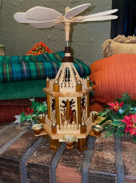 Beautiful German Two Tier Christmas Pyramid Carved Wood Etsy