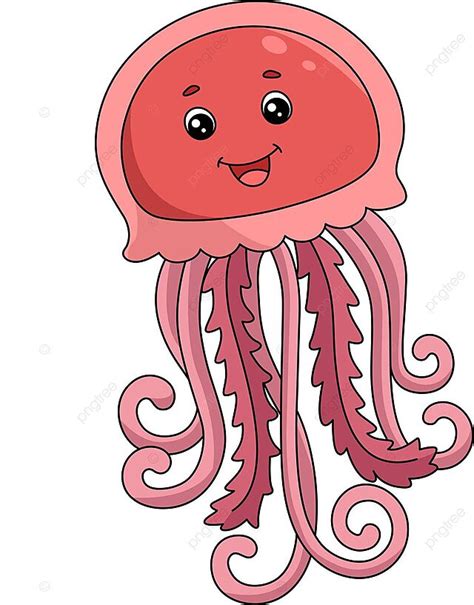 Jellyfish Cartoon Colored Clipart Illustration Wildlife Drawing Fish