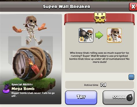 Clash Of Clans Max Level Wall Breaker