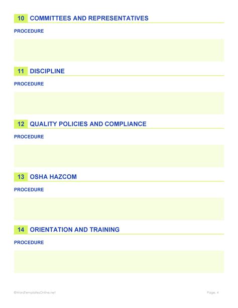 Free Policy and Procedure Templates > Edit & Printable