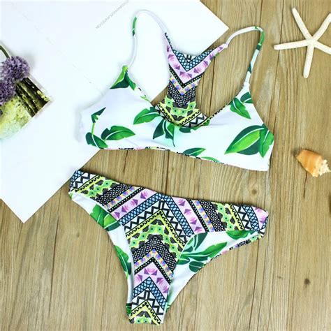 2017 Floral Sexy Bandage Swimwear Bikini Mulheres Triagnle Brasileiro