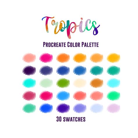 Tropics Color Palette Procreate Color Palette Procreate Swatches