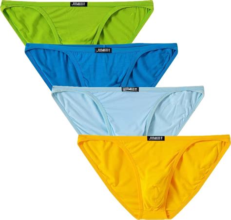 JINSHI Mens Bikini Briefs Tagless Low Rise Underwear 4 PCS Multicolors