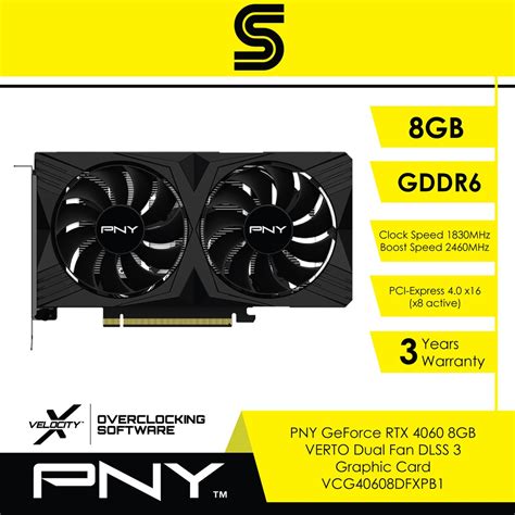 Pny Geforce Rtx 4060 8gb Verto Dual Fan Dlss 3 Graphic Card Vcg40608dfxpb1 Shopee Malaysia