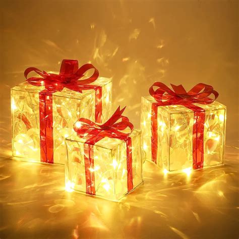 Quntis Juego De Cajas De Regalo Iluminadas De Navidad Decoraci N