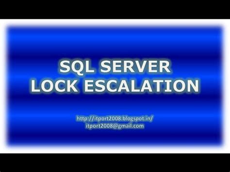 Lock Escalation In Sql Server Youtube