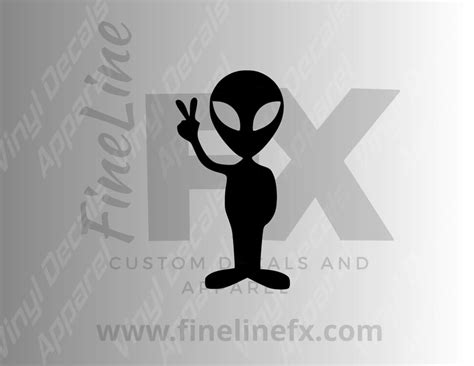 Alien Holding Up A Peace Sign Vinyl Decal Sticker