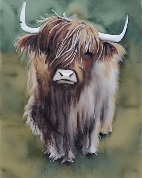 Watercolor Highland Cow · Creative Fabrica