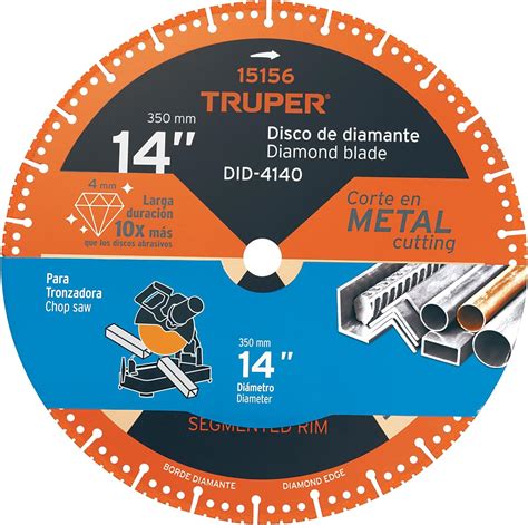 Truper DID 4140 Disco De Diamante De 14 X 2 6 Mm Para Corte Metal