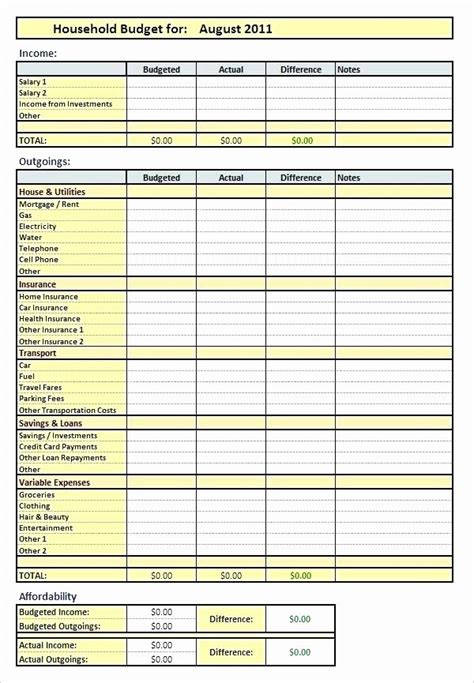 Residential Construction Budget Template Excel