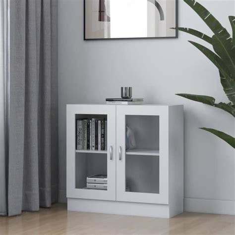 Pla Armoire Vitrine Blanc X X Cm Agglom R Cdiscount Maison