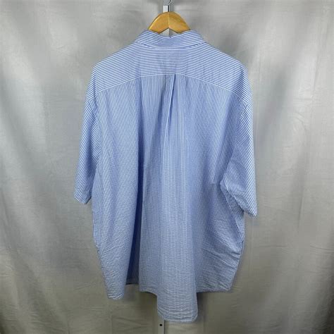 Polo Ralph Lauren Short Sleeve Button Up Searsucker Blue Stripe Men S Size 3xb Ebay