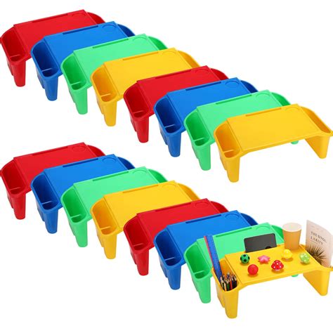 Kisston 12 Pcs Kids Lap Desk Bulk Lap Tray Lap Table Bed Table Plastic Lap Desk with Extra ...