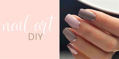 Rose Gold Reverse French Manicure Glitter Nail Art Diy