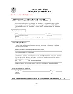 Fillable Online Calbar Ca Discipline Referral Form Calbar Ca Fax