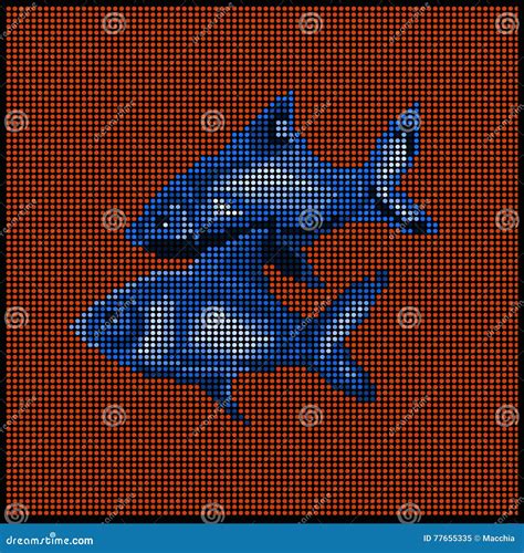 Zodiac signs - Fish - stock illustration. Illustration of mosaic - 77655335