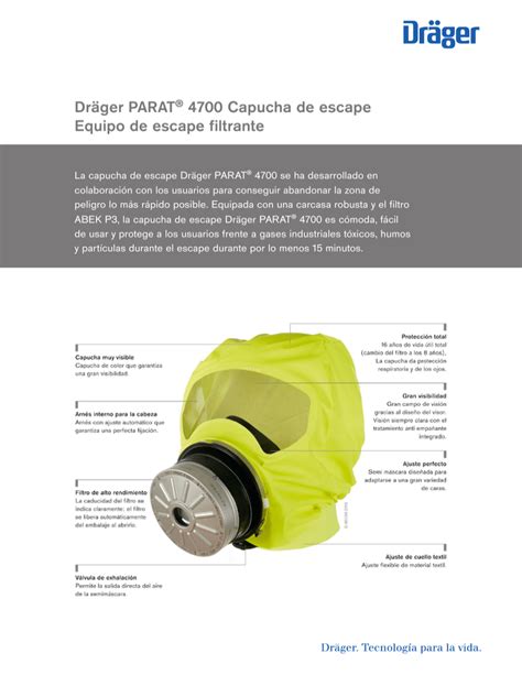 Información de producto Dräger PARAT Capuchas de escape