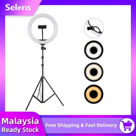 Selens Cm Led Ring Light With M Stand Dimmable Photography Lighting