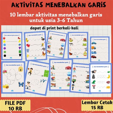 Jual Activity Anak Menebalkan Garis Worksheet Anak Menebalkan Garis