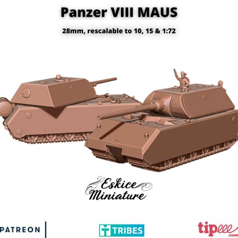 3D Printable Panzer VIII Maus - 28Mm by Eskice Miniature - Aron