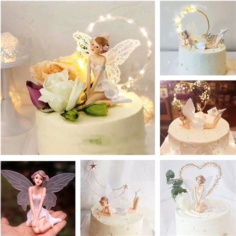 Fondant Fairy Wing Girl Cake Topper Sitting Tinkerbell Inspired Fondant Cake Topper Birthday