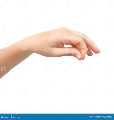 Woman Hand On Isolated Background Holding An Object Stock Photo Image